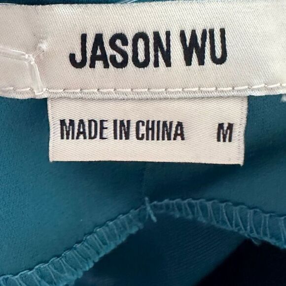 NWOT Jason Wu Ruched Front Satin V-neck Open Back Strappy Tie Shoulder Midi Slip - Picture 10 of 13